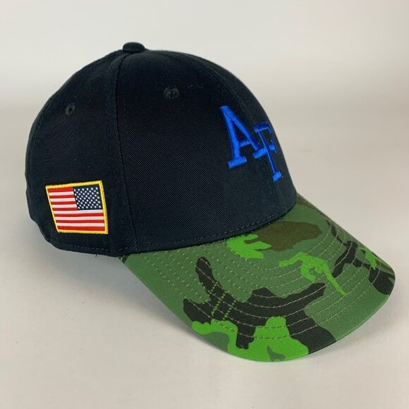 Air Force Falcons NCAA Black Green Camo Nike Heritage86 Strapback Hat - Picture 3 of 6